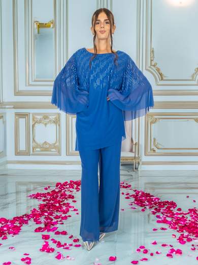 Sologioie Curvy Completo elegante curvy con casacca in strass e pantalone foderato YSE320TU3057