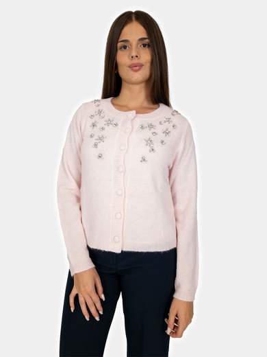 Cardigan Twin Set Donna con Strass Elegante e Morbido