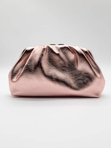 Shiny Champagne Evening Clutch Bag with Chain Strap
