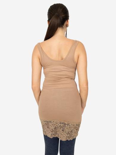 Canotta Donna Lunga Con Pizzo In Fondo Basic Per Leggings Slim Fit