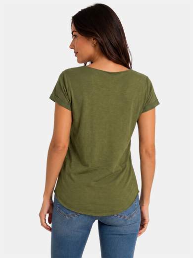 T-shirt Basica Donna in Cotone a Taglio Vivo