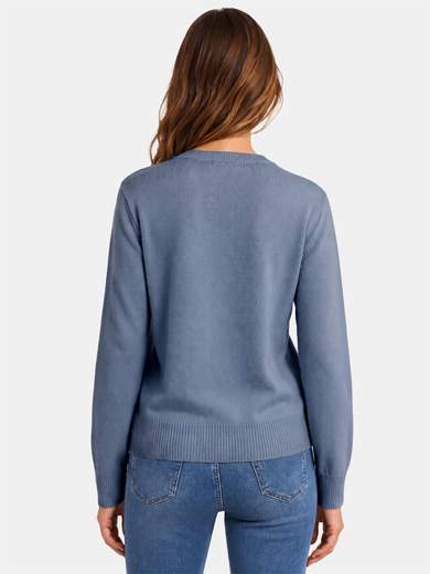 Women's Cotton Crewneck Sweater with Ribbed Finishes