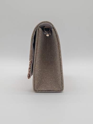 Bronze Lurex Evening Clutch with Glitter Flap
