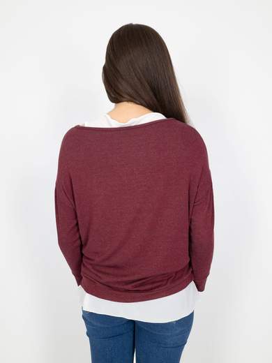 Maglia Donna Manica Lunga A Girocollo Con Canotta