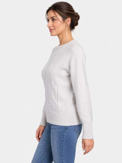 Soft Crew-Neck Sweater with Textured Front