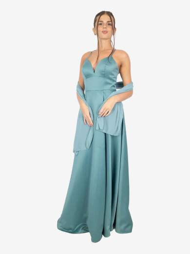 Abito lungo da cerimonia con spacco e stola – Eleganza minimal