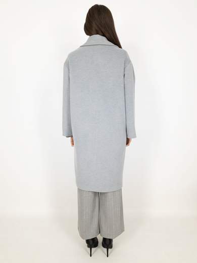 CARMEN Cappotto Doppiopetto Oversize in Tessuto Caldo Grigio Chiaro K156T504