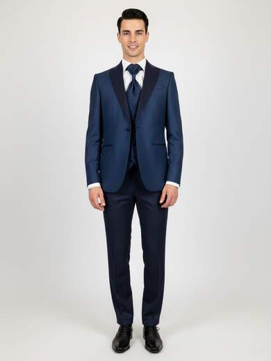 MARCEL MOREL Abito uomo cerimonia Drop 8 Slim Fit con gilet e plastron AB0373-AY259AFIL-GLT03-PA01-D8