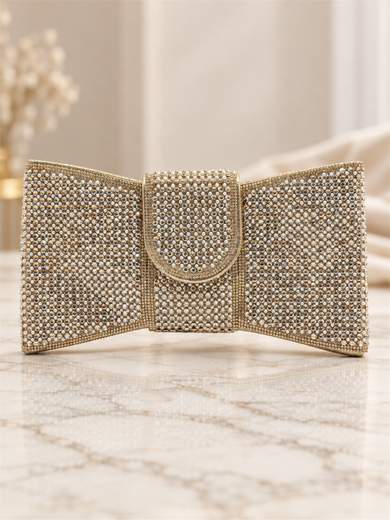 JESSICA Pochette oro con strass da cerimonia | A-2962-ORO