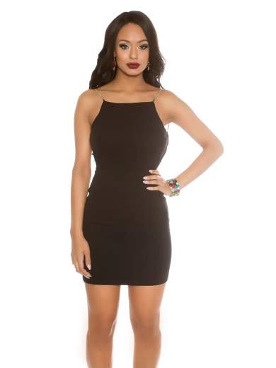 Mini abito sexy da sera con schiena nuda e spalline sottili