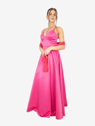 Abito lungo da cerimonia con spacco e stola – Eleganza minimal