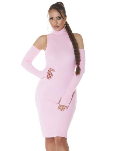KOUCLA Abito Sexy in Maglia Fine con Guanti e Collo Alto 0000PU6812