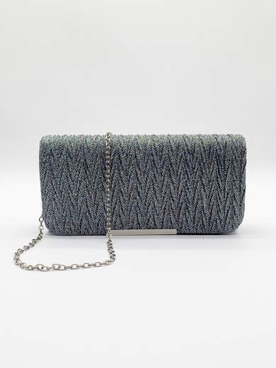 MICHELLE MOON Pochette da cerimonia grigio scuro glitterata elegante con tracolla removibile XX3479-GRIGIO