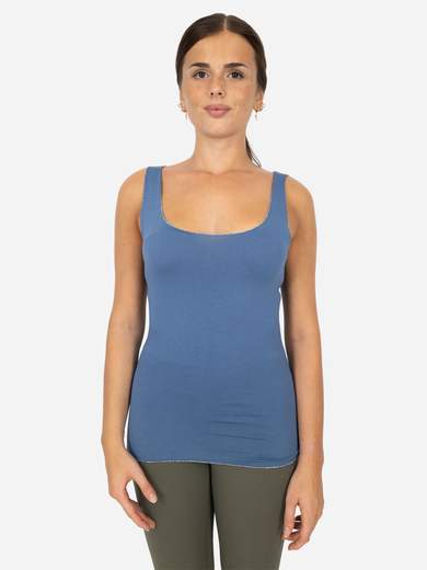 Women’s Slim Fit Viscose Tank Top with Lurex Trim – One Size