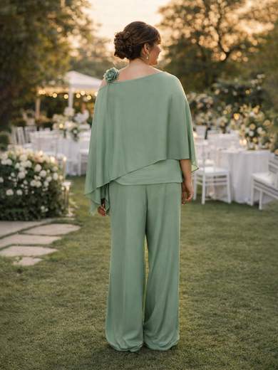 Sologioie Curvy Completo Elegante da Cerimonia Curvy con Casacca Asimmetrica e Pantalone in Georgette ysv370