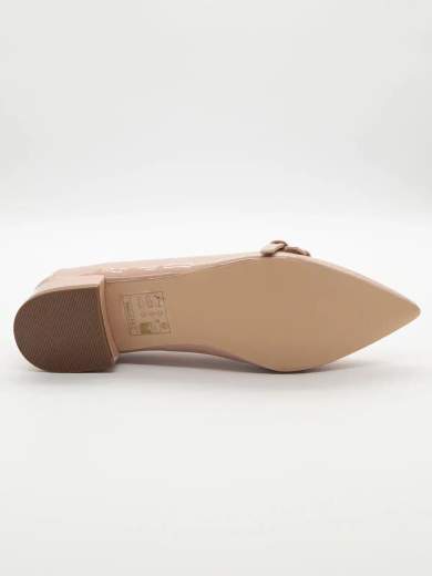 Ballerine in Vernice Beige con Cinturino Elegante