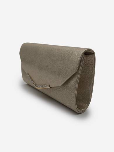 Pochette Oro da Cerimonia Elegante con Strass e Tracolla a Catena