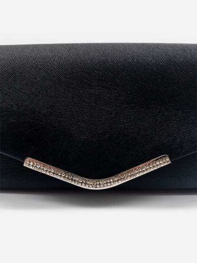 Elegant Black Evening Clutch with Rhinestones and Chain Strap