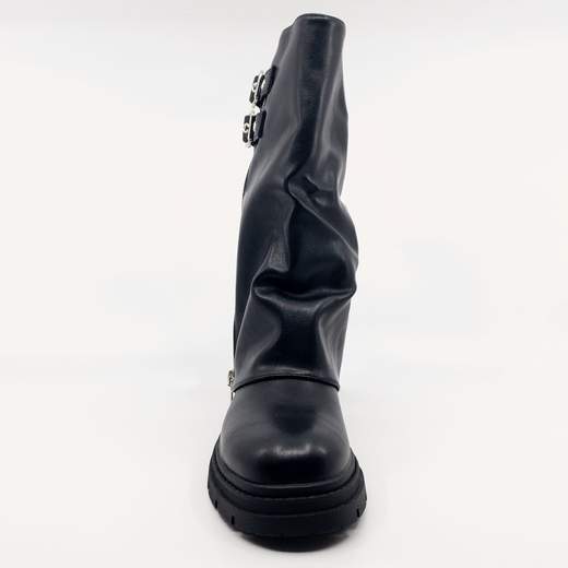 Stivali Donna Bassi Invernali Neri Con Zip Punta Tonda