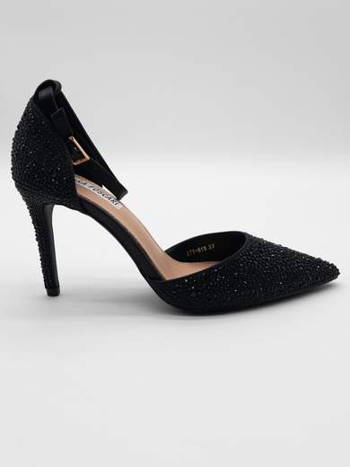 Black Formal Pumps with Rhinestones and 9 cm Heel A71-819-NERO