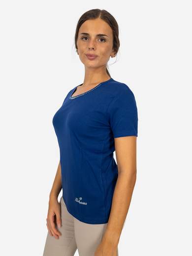 Women's round neck t-shirt with rhinestones in Italian cotton