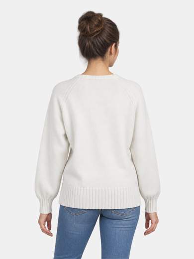 Viscose Blend Crew Neck Sweater with Decorative Buttons
