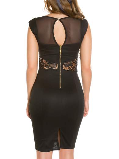 Abito a tubino sexy con tulle e pizzo – Slim fit per serate e party