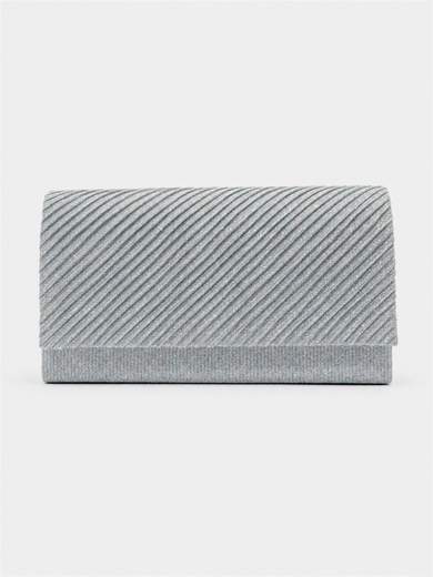 Silver Glitter Evening Clutch with Chain Strap XX3480-ARGENTO