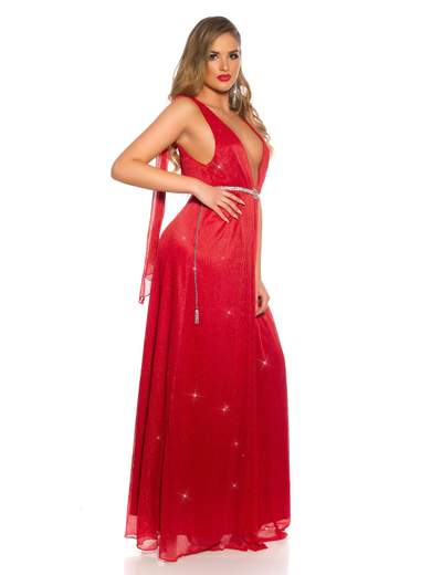 KOUCLA Abito lungo glitterato con scollatura profonda 0000K20094