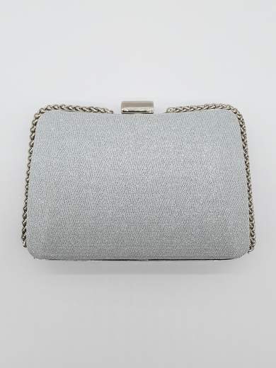 Rigid Silver Glitter Ceremony Pochette with Double Chain