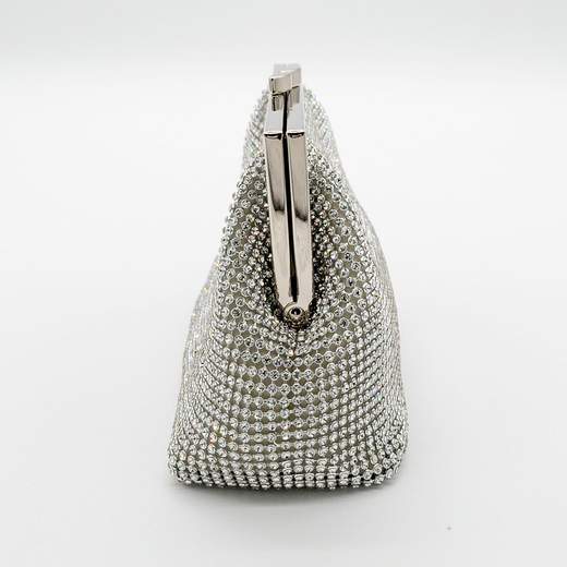 MICHELLE MOON Pochette da Cerimonia in Argento con Strass e Tracolle V6056-ARGENTO