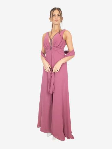 BIANCA BRANDI Tuta Elegante da Cerimonia con Dettagli Brillanti e Stola 29222