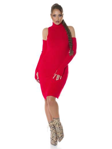 KOUCLA Abito Sexy in Maglia Fine con Guanti e Collo Alto 0000PU6812