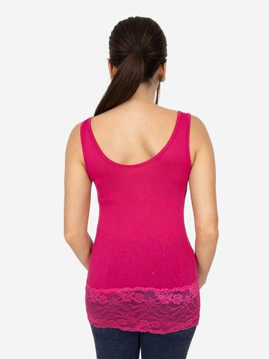 Canotta Donna Slim Fit con Pizzo in Fondo – Modello Corto Elasticizzato