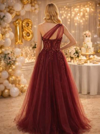 STRABELLO CERIMONIA Abito Lungo Principessa Monospalla 18esimo in Tulle Glitterato e Pizzo F094F