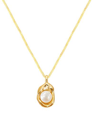 Strabello Bijoux Collana Placcata Oro 18K con Perla Sintetica 87747-0