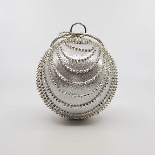 Pochette a Sfera Argento con Strass – Clutch Elegante da Cerimonia