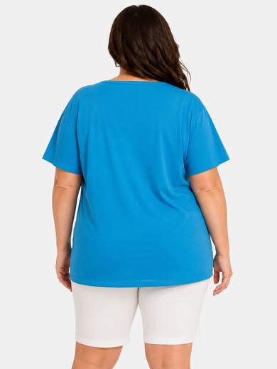 Curvy Cotton T-Shirt with Rhinestones Made in Italy