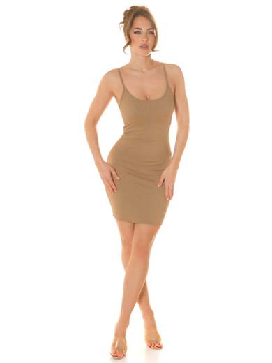 KOUCLA Mini abito aderente con spalline sottili in tessuto a costine 0000K14257