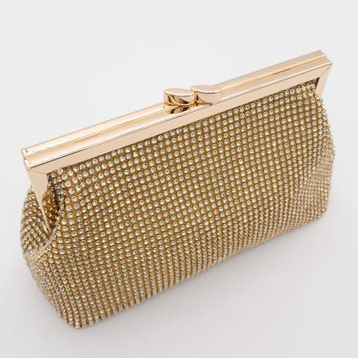 MICHELLE MOON Pochette da Cerimonia in Oro con Strass e Tracolle V6056-ORO