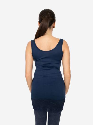 Canotta Donna Lunga Con Pizzo In Fondo Basic Per Leggings Slim Fit