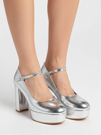 Chiara Foscari Décolleté argento con plateau e tacco largo A30-156-ARGENTO