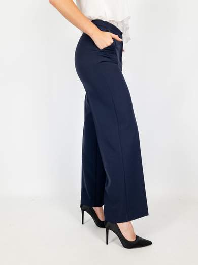 Pantaloni A Palazzo Eleganti Vita Alta Donna In Tessuto Tecnico