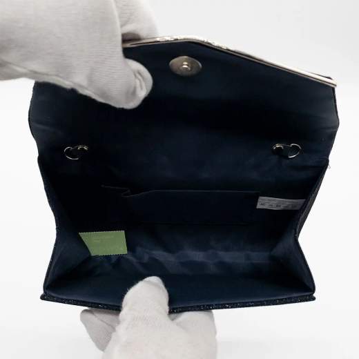 MICHELLE MOON Pochette da cerimonia blu con chiusura a calamita e tracolla a catenella KX1022-BLU