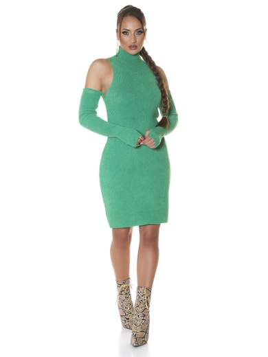 KOUCLA Abito Sexy in Maglia Fine con Guanti e Collo Alto 0000PU6812