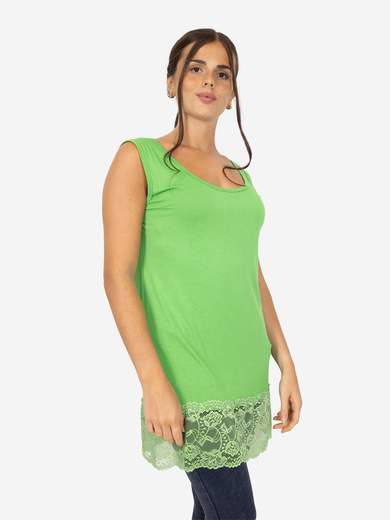 Canotta Lunga Curvy con Pizzo per Donna – Morbida e Comoda
