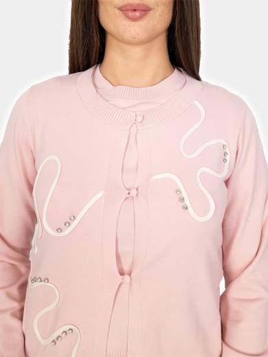 Golfino Gemello Cardigan Elegante Corto Con Bottoni E Maglia