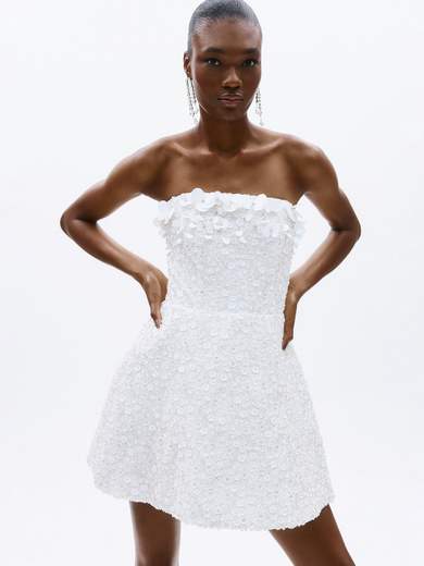 Abito da Sposa Corto Bianco con Perline e Paillettes a4860w