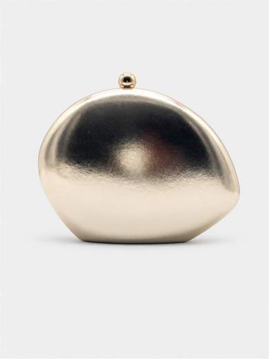 Shiny Gold Evening Clutch Bag with Double Chain