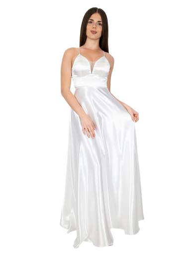 Abito Da Sposa Economico Lungo Cerimonia In Raso Low Cost Bianco